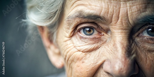Close-up of Vision and Aging Concept - Elderly Person's Eye