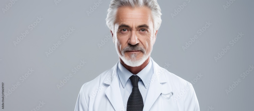An individual, dressed in a white lab coat and a tie, working in a scientific laboratory setting An individual, dressed in a white lab coat and a tie, working in a scientific laboratory setting