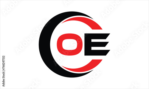 OE initial letter circle icon gaming logo design vector template. batman logo, sports logo, monogram, polygon, war game, symbol, playing logo, abstract, fighting, typography, minimal, wings logo, sign