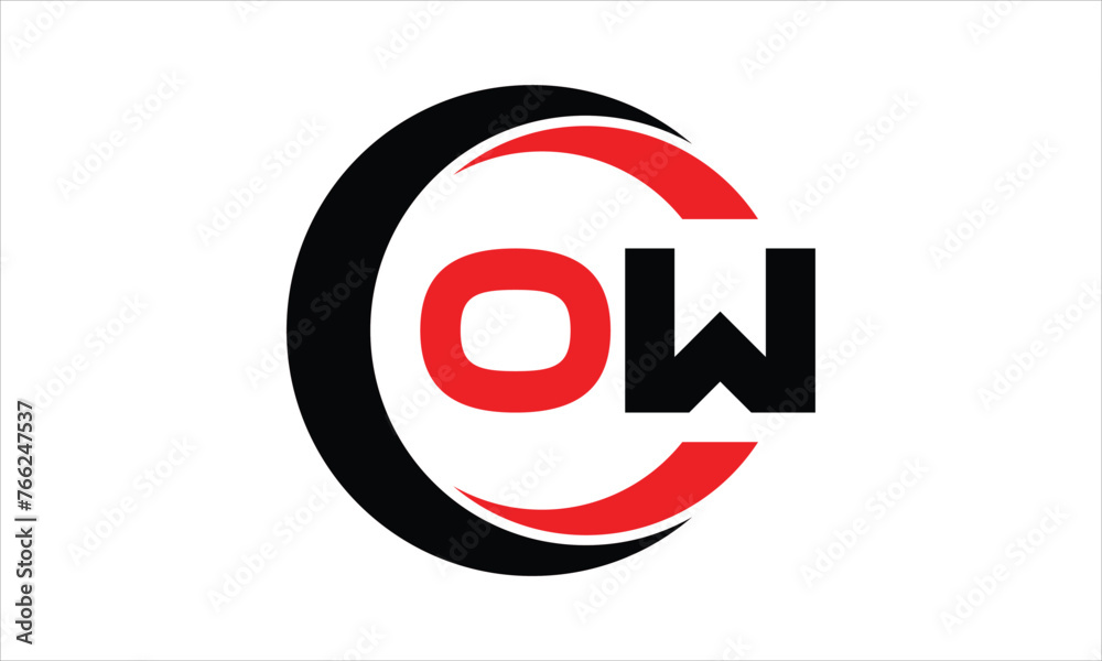Obraz premium OW initial letter circle icon gaming logo design vector template. batman logo, sports logo, monogram, polygon, war game, symbol, playing logo, abstract, fighting, typography, minimal, wings logo, sign