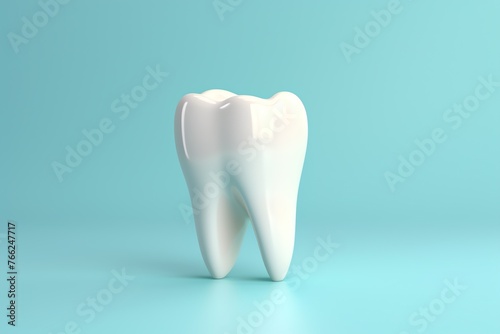 a white tooth on a blue background