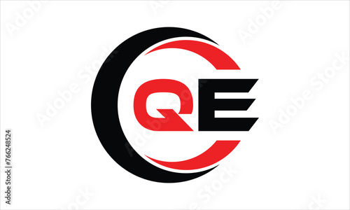 QE initial letter circle icon gaming logo design vector template. batman logo, sports logo, monogram, polygon, war game, symbol, playing logo, abstract, fighting, typography, minimal, wings logo, sign