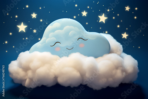 Sleeping Moon and Stars: Sweet Dreams on a Cloud