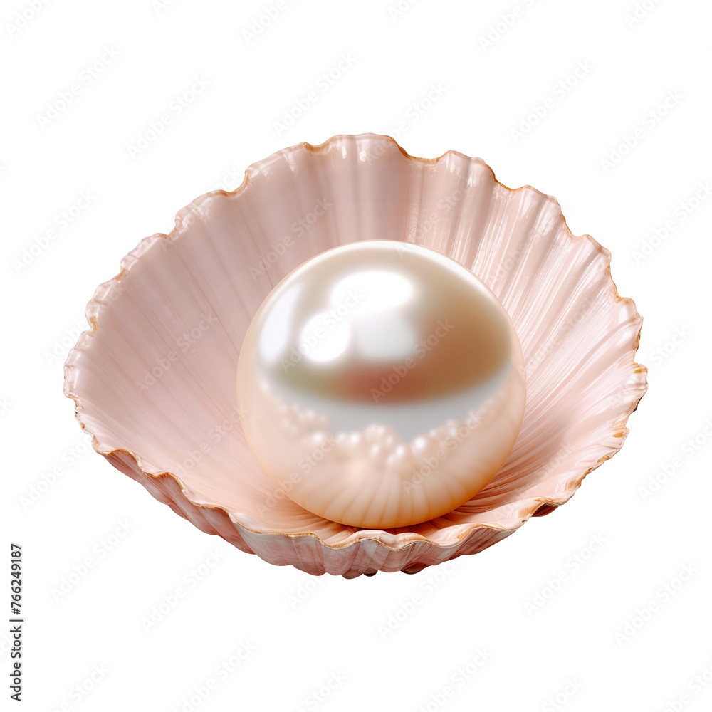 Pearl in shell isolated on white background Pearl in shell isolated on white background