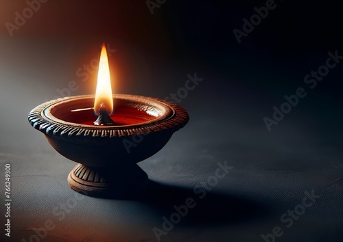 Realistic illustration for a tamil new year with a traditional oil lamp.