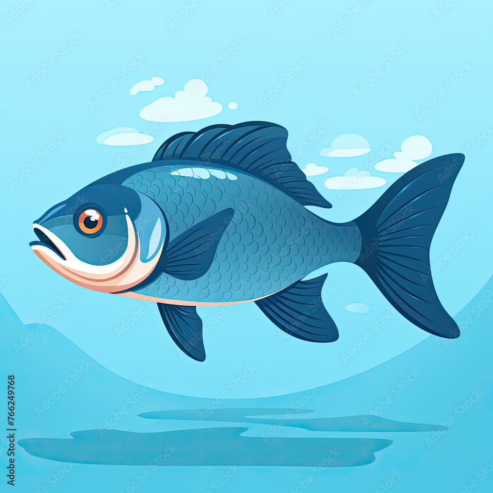 fish on a blue background