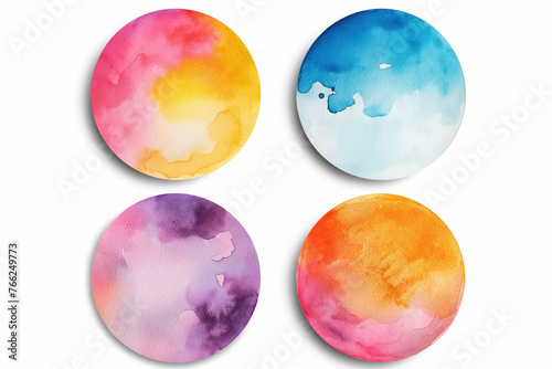 watercolor painting in circle shape on white background.