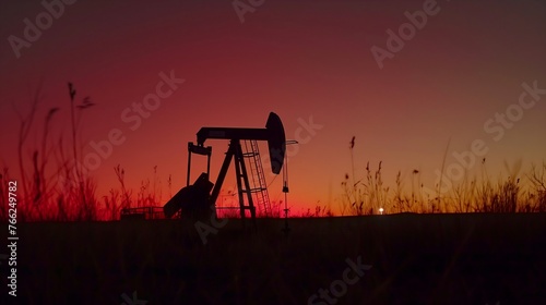 oil pump at sunset