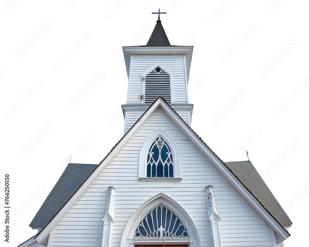 beautiful grey and white church building through a blue sky on white transparent background beautiful grey and white church building through a blue sky on white transparent background