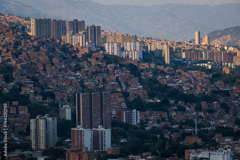Obraz premium Medellin Colombia Aerial of skyline cityscape poblado laureles neighborhood