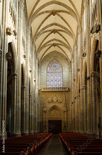 Cathedral of Mary Immaculate or New Cathedral (Vitoria-Gazteiz, Euzkadi, Spain). Its construction began in 1904 and it was inaugurated in 1969, being built in a neo-Gothic style.