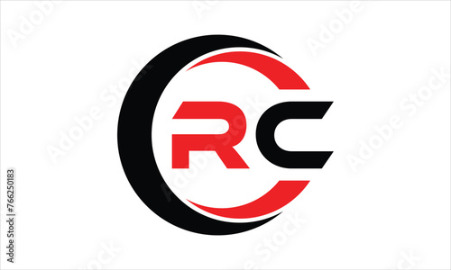 RC initial letter circle icon gaming logo design vector template. batman logo, sports logo, monogram, polygon, war game, symbol, playing logo, abstract, fighting, typography, minimal, wings logo, sign