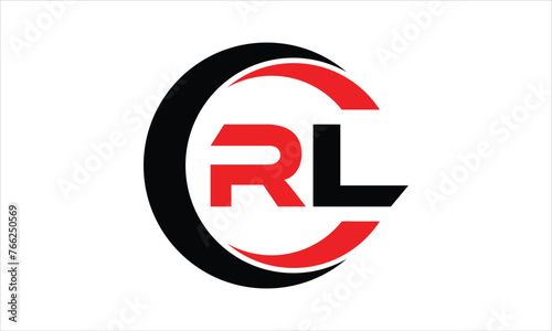 RL initial letter circle icon gaming logo design vector template. batman logo, sports logo, monogram, polygon, war game, symbol, playing logo, abstract, fighting, typography, minimal, wings logo, sign