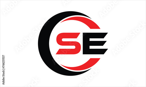SE initial letter circle icon gaming logo design vector template. batman logo, sports logo, monogram, polygon, war game, symbol, playing logo, abstract, fighting, typography, minimal, wings logo, sign