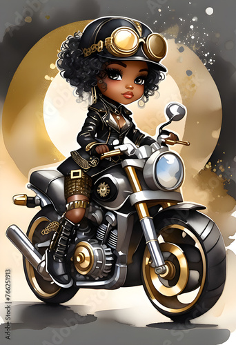 Girl riding a motorcycle