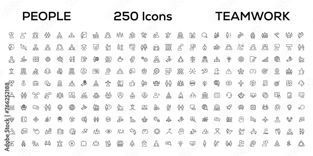 People and teamwork line icons collection. Big icon set in a flat design. Thin outline icons pack People and teamwork line icons collection. Big icon set in a flat design. Thin outline icons pack