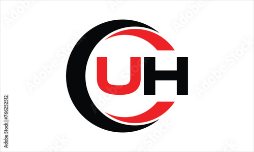 UH initial letter circle icon gaming logo design vector template. batman logo, sports logo, monogram, polygon, war game, symbol, playing logo, abstract, fighting, typography, minimal, wings logo, sign