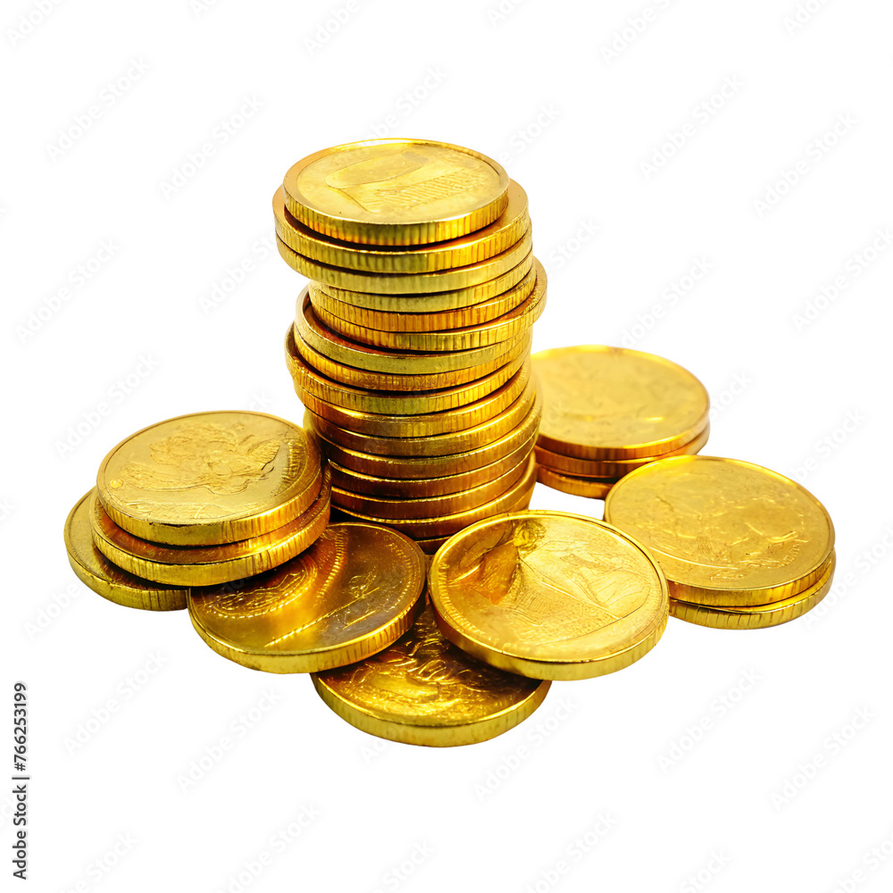 Gold coins isolated on a white background Gold coins isolated on a white background