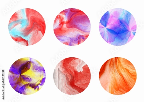 Set of colorful watercolor circles