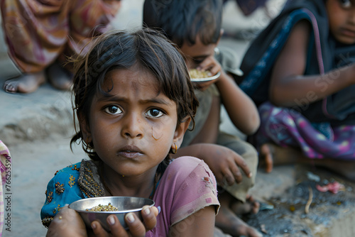 Poor kids in indian asking for food