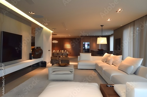 Stylish Comfort White Sofa and TV Unit Offering Luxury  © Sun