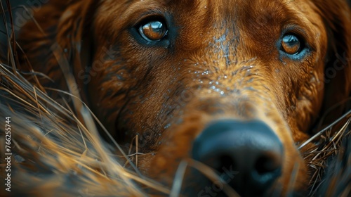 Dog Laying in Grass