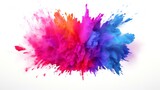 Colorful explosion of paint isolated on white background. Abstract colored background