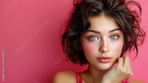 Woman With Blue Eyes Posing for a Picture