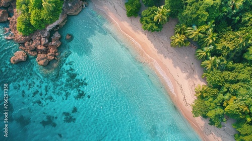 Aerial View of Tropical Beach and Lagoon