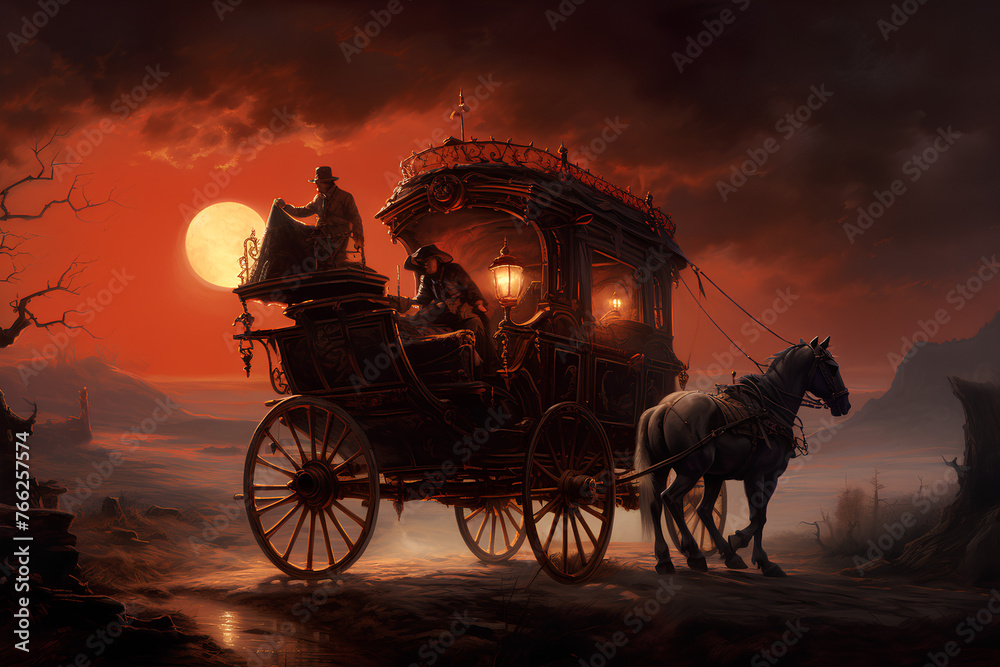 Fototapeta premium The Old Stagecoach: Commemorating Romanticism's Journey