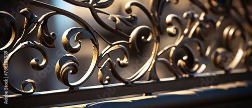 Decorative wrought iron railing texture background.