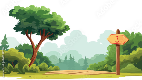 A sign on the trees Flat vector isolated on white background