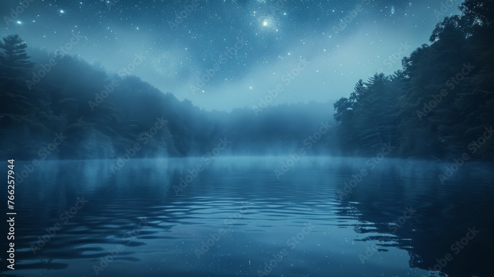 Moonlit Lake Among Trees Moonlit Lake Among Trees