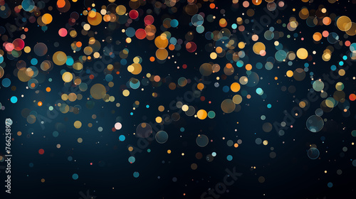 Colorful Abstract Bokeh Circles on Navy Background