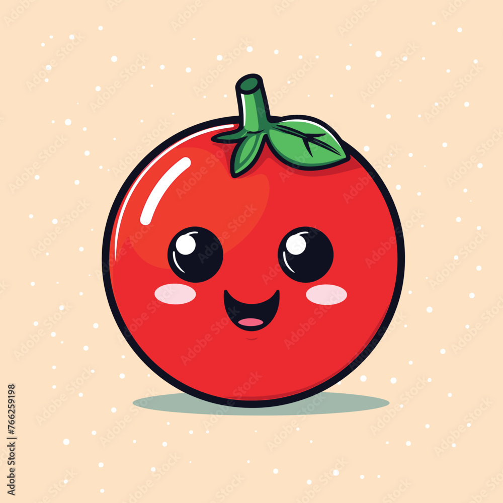 Obraz premium A charming red tomato character with a beaming smile