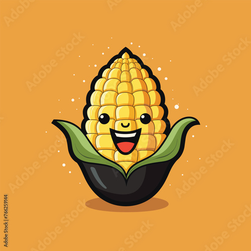  An adorable corn cob cartoon with a smiling face