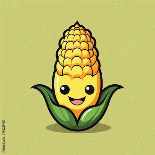  An adorable corn cob cartoon with a smiling face