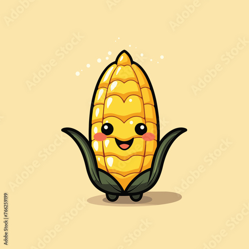  An adorable corn cob cartoon with a smiling face