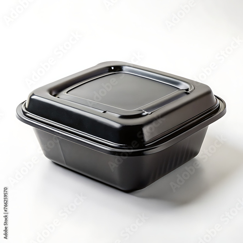 Isolated black food container on a white background.