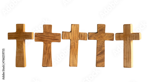 Wooden crosses isolated on a white background