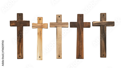 Wooden crosses isolated on a white background