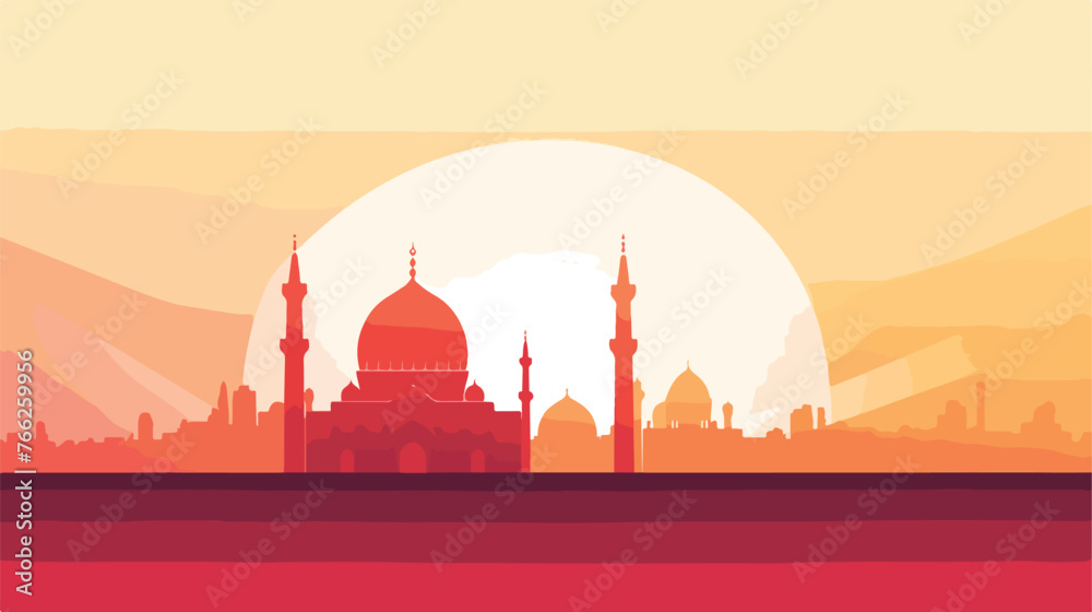 An illustration of silhouette mosque with gradient