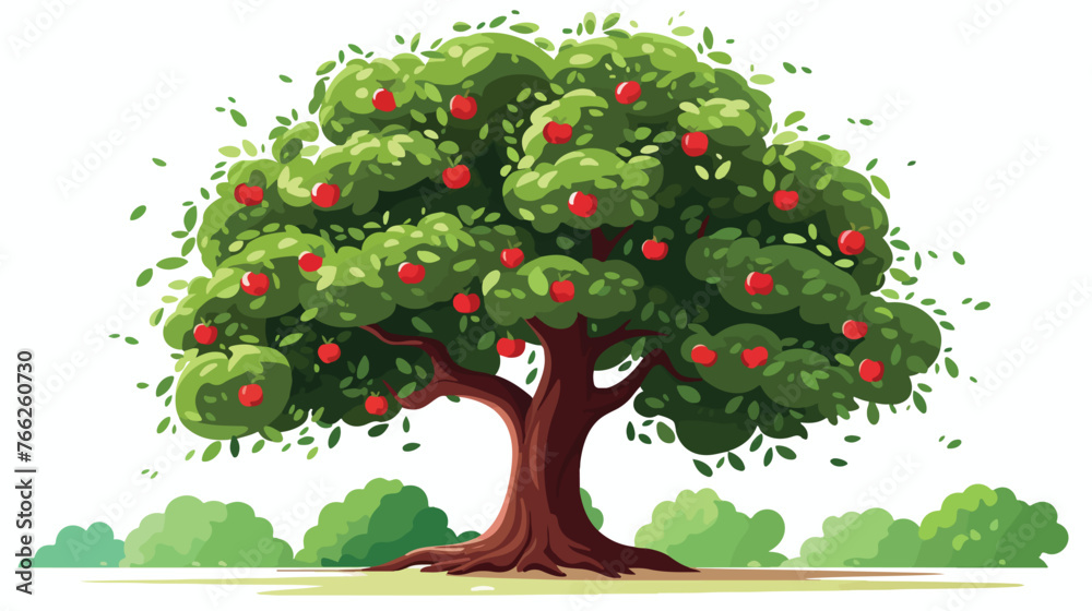 Apple tree isolated icon Flat vector isolated on white
