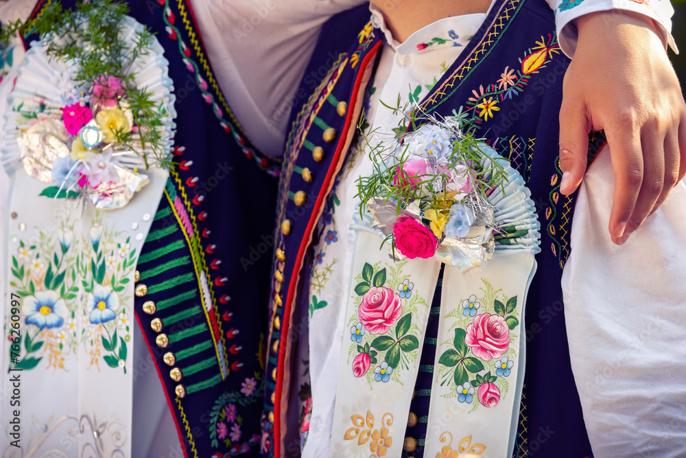 Detail of folk costume, Rakvice, Southern Moravia, Czech Republic