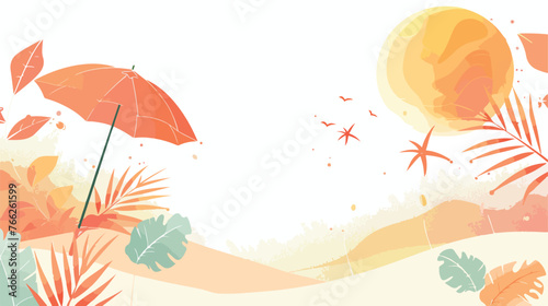 Background illustration of summer with sun and umbrel
