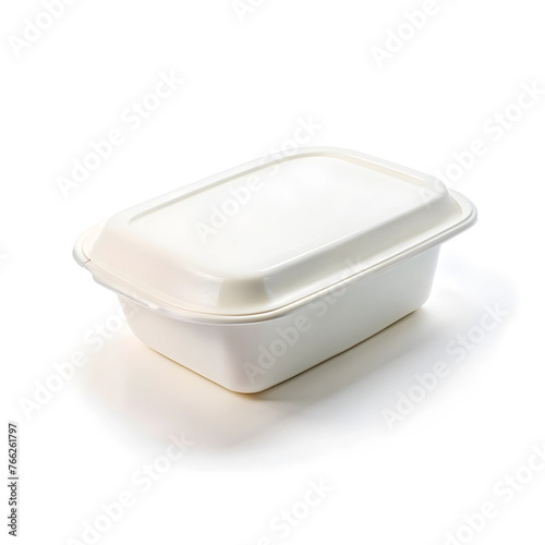 Isolated white food container on a white background