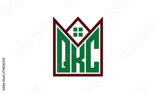 QKC initial letter builders real estate logo design vector. construction, housing, home marker, property, building, apartment, flat, compartment, business, corporate, house rent, rental, commercial photo