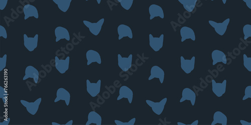 Seamless cat head pattern. Repeating texture with simple silhouette. Elegant wrapping paper template.
