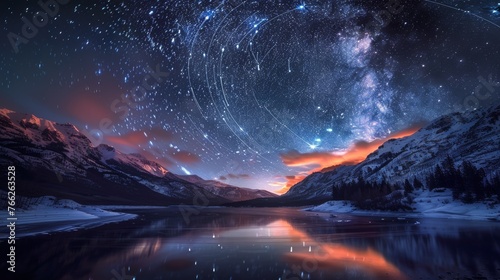 Mountain Lake With Starry Sky