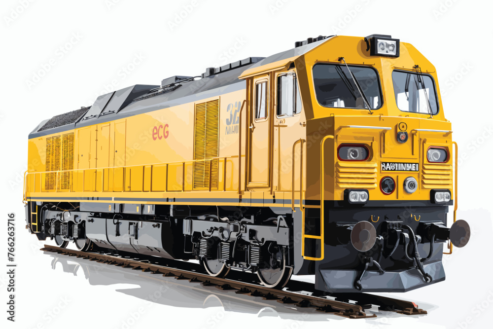 Yellow Freight Train on white background.